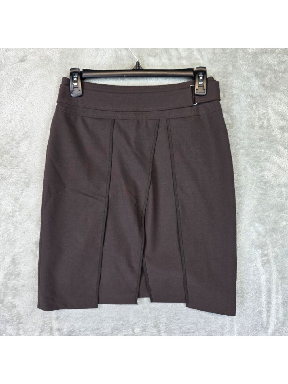 Esprit Skirt Womens 0 Brown Twill Pencil Knee Length Lined Button Work Office